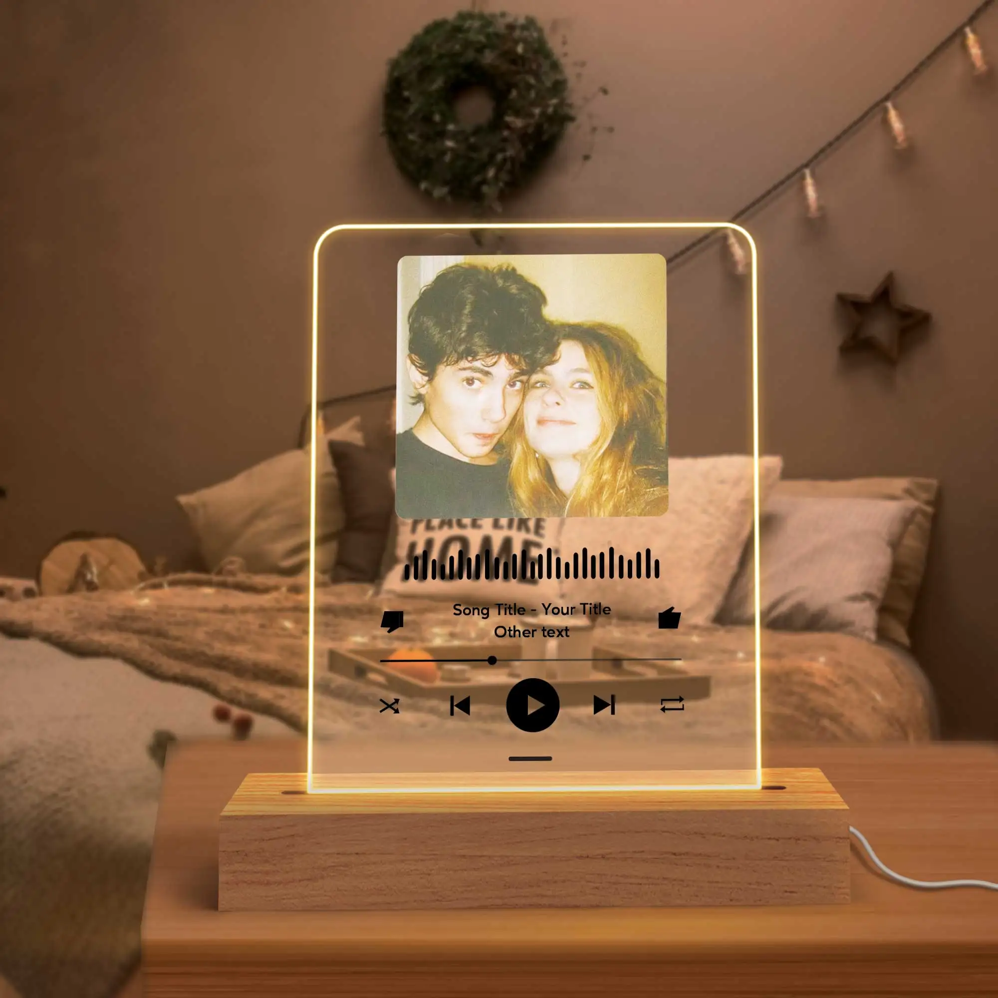 

Personalised Acrylic Spotify Music Photo Plaque with LED Night Light Custom Mothers Day Gift Photo frames Custom Couple Gift