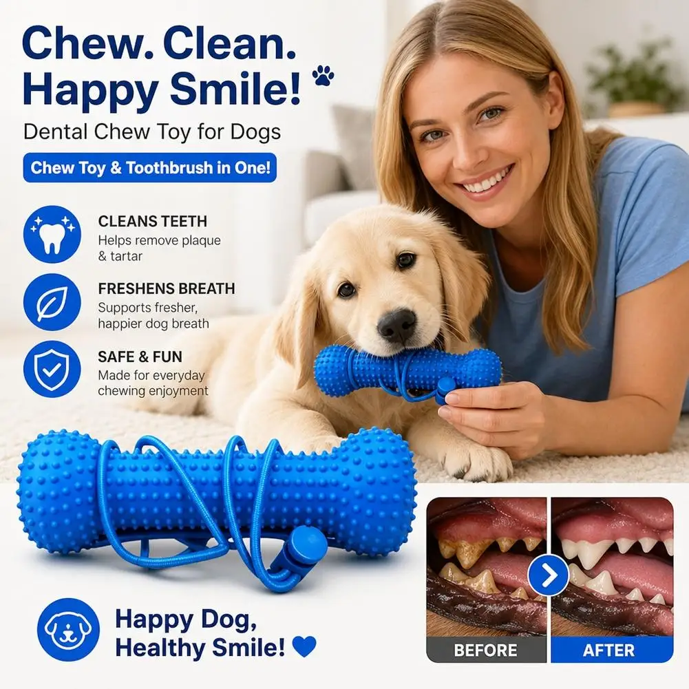 10/15cm Dual-Action Hundezahn-Mundstütze, Haustier-Zahnspielzeug zum Kauen, Zähneputzen und Bissstab für die Mundpflege von Hunden – Detail 6