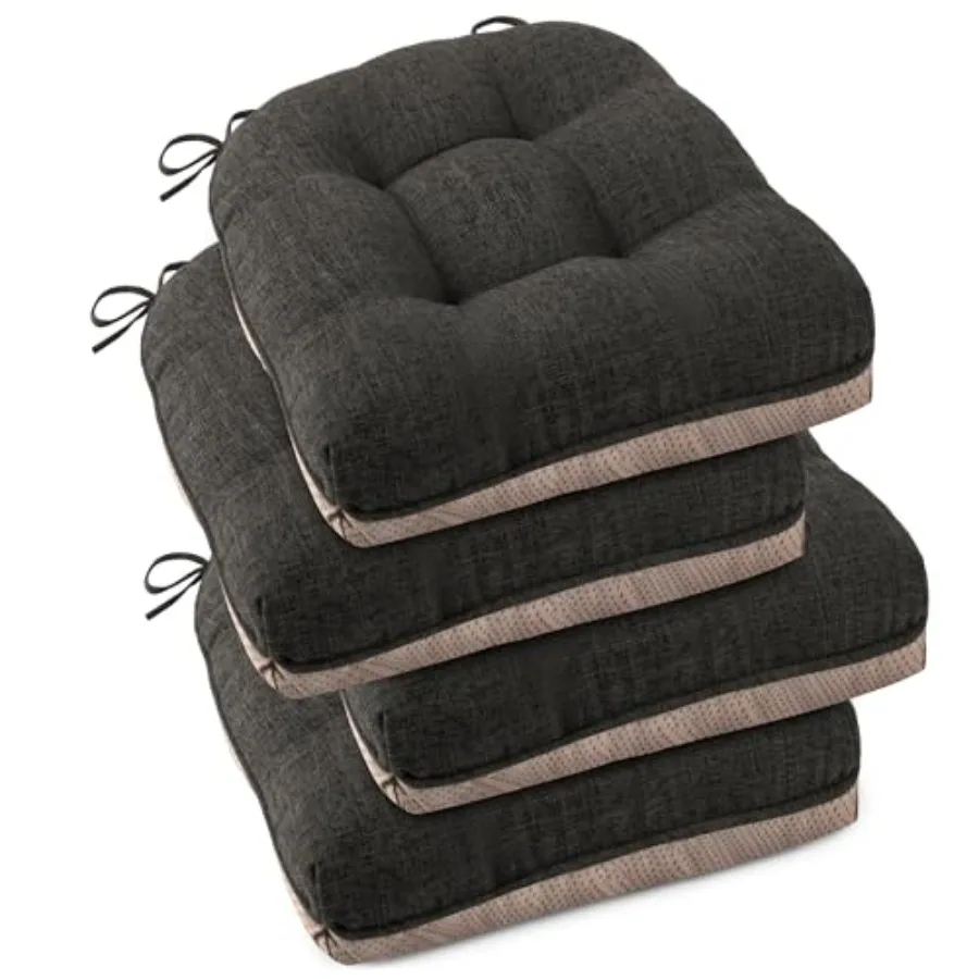 

Подушки для стульев для столовой, комплект из 4 штук, 18x18 дюймов, с завязками и нескользящей основой, тафтинговые, толстые, для кухонных стульев