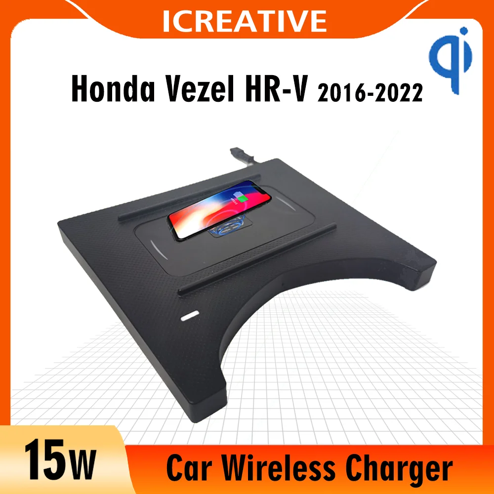 

Car Wireless Charger For Honda Vezel HRV HR-V 2016-2022 15W Qi Fast Charging Pad Android Phone Iphone Holder Plate Accessories