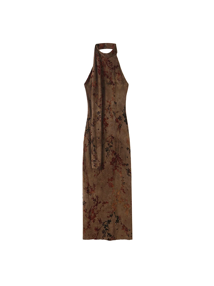 TFMLN Sexy Halter Party Gowns For Women New Slim Sleeveless Long Robes Backless Club Bodycon Dresses With Scarf 2026 New