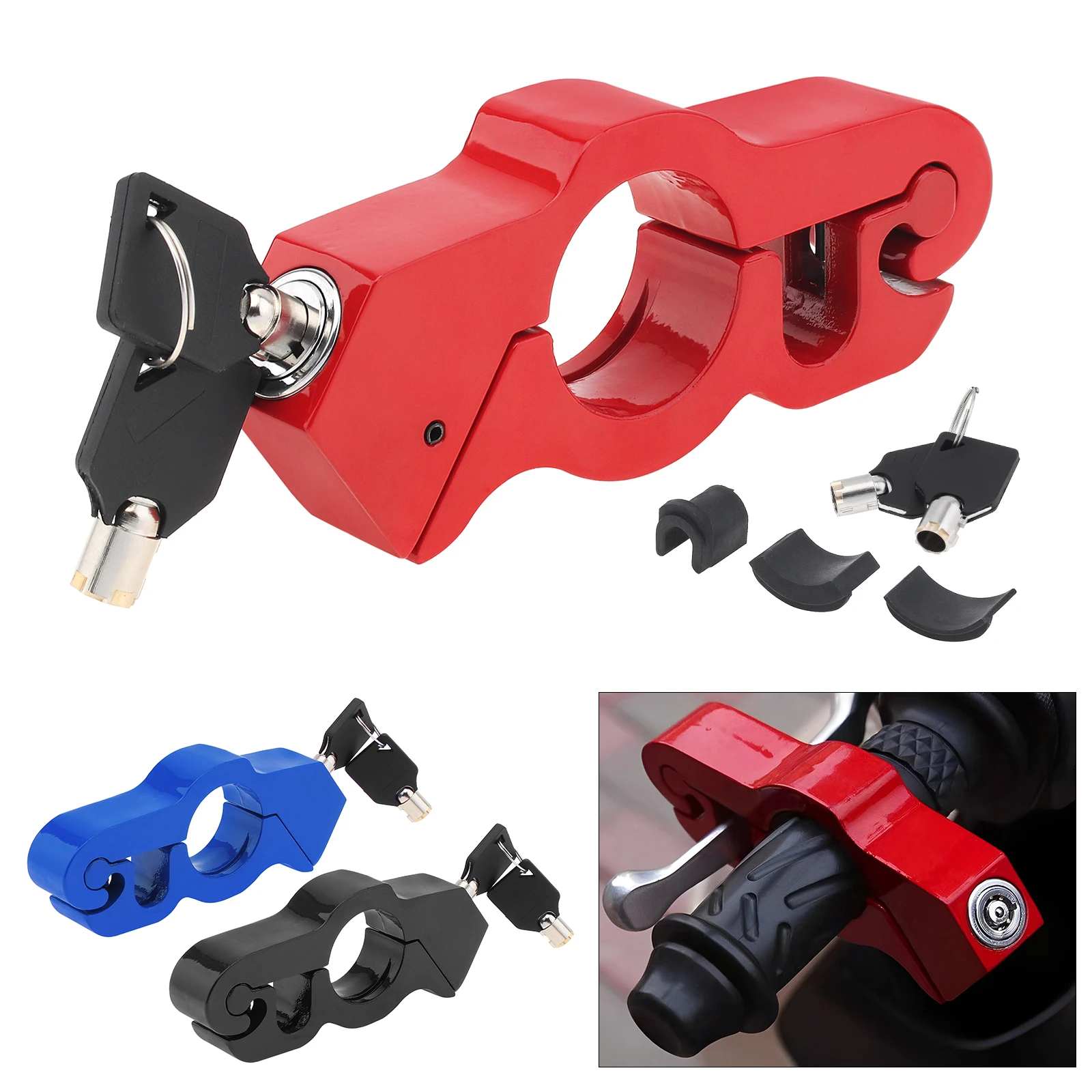 1piece Heavy Duty Adjustable Anti Theft Handlebar Lock for Motorcycles Mopeds Sports Bikes ATVs with 2 Keys, Grip Brake Lock