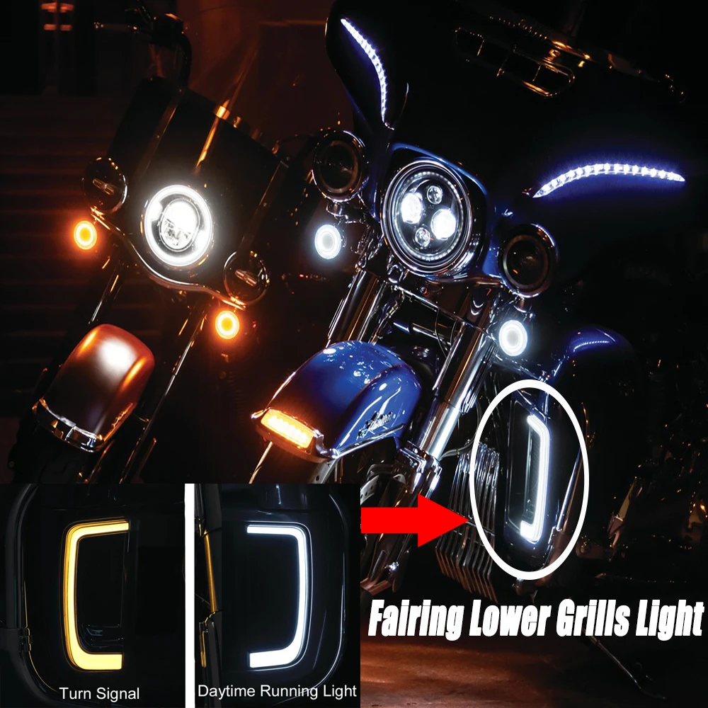 

Motorcycle LED Fairing Lower Grills Light For Touring 14-19 CVO Street Glide Electra Road Glide Ultra FLHTK Ultra Limited