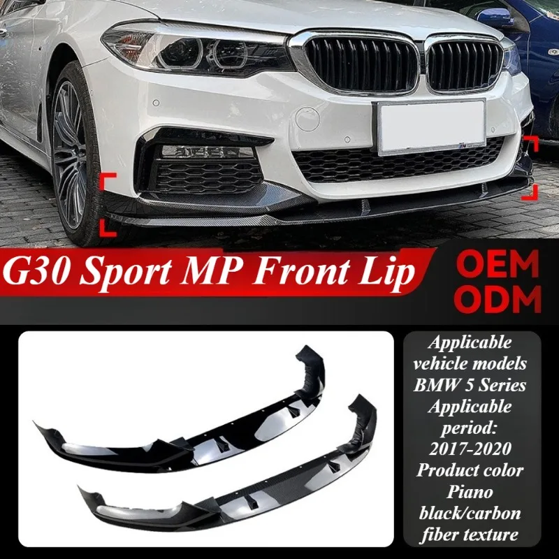 

For BMW 5 Series G30 G31 2017-2020 M Sport Style Front Lip & Corner Kit Gloss Black ABS Direct Fit Sporty Exterior Upgrade
