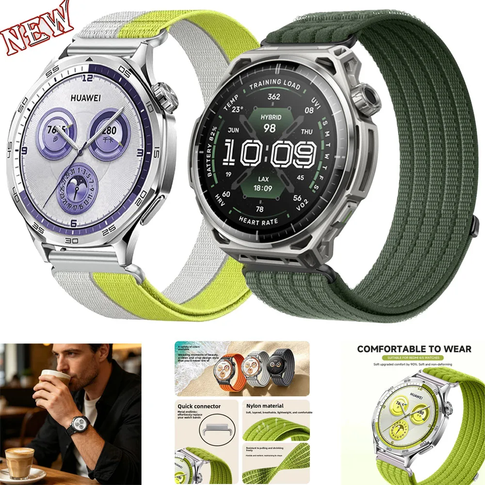 18mm 20mm 22mm Geflochtenes Nylonarmband für Huawei Watch 5/GT6/5/4 Pro Atmungsaktives Band für Amazfit Balance 3/Active Max/3/Bip Max 6-5