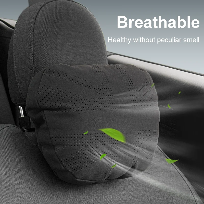 Reposacabezas de coche, asiento de soporte para el cuello para Mini Cooper F56 F60 R56 R60 J01 J05 U25 F66, almohada de cuello ajustable Universal suave de gamuza para el coche