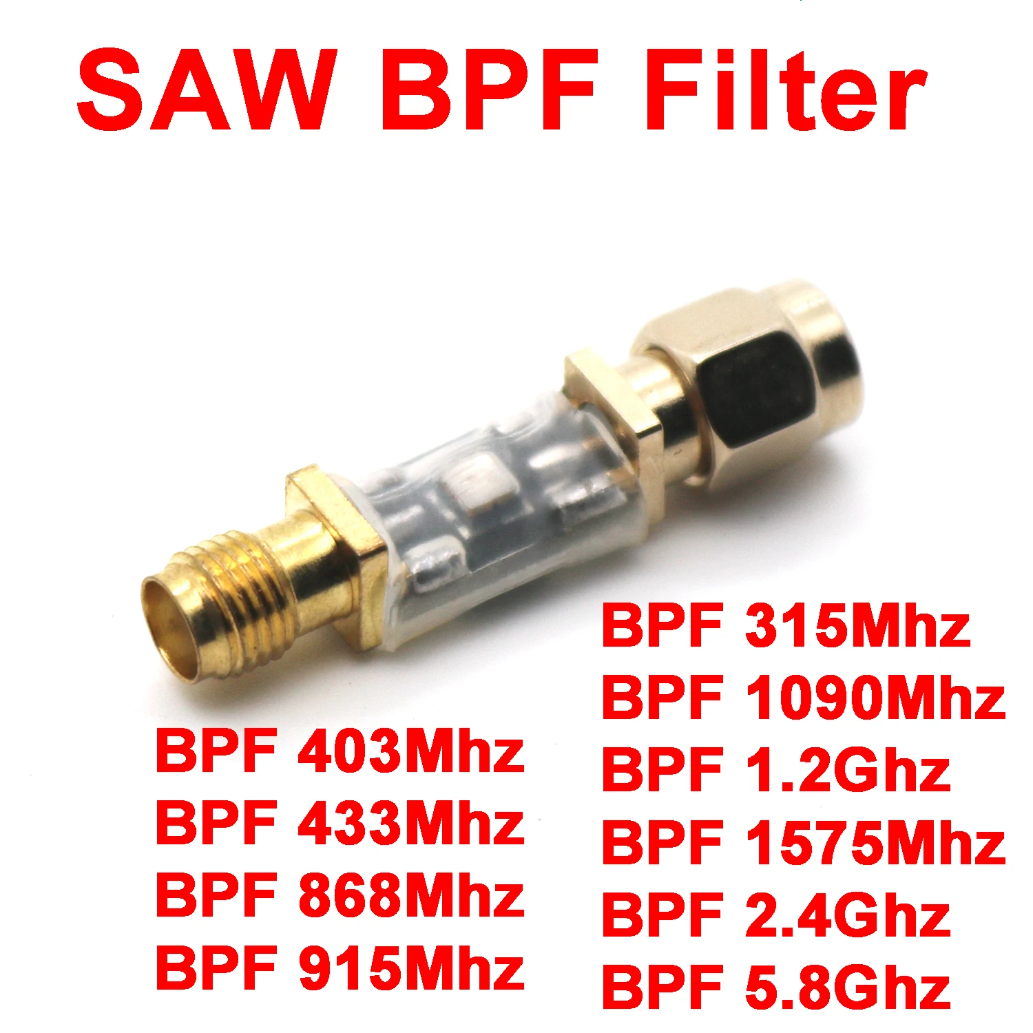 SAW bandpass filter BPF 315M 403M 433Mhz 868Mhz 915Mhz 1.5G 2.4Ghz 5.8Ghz VOOR Radio RF signaal Ontvanger zender communicatie