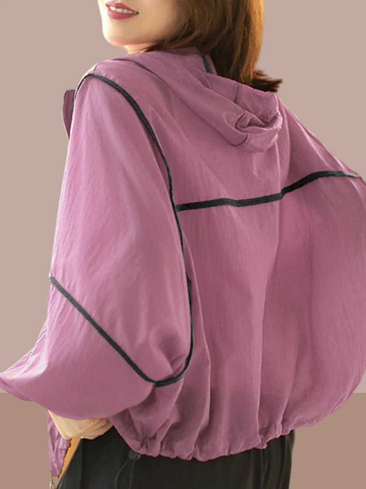 Women's Summer New Ice Silk Thin Sun Protection Clothes Small Size Fashionable Commute Style Loose Fit Long Sleeve Zipped
