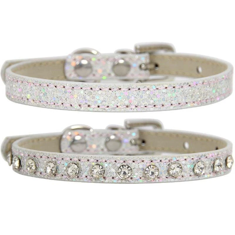 Cute Bling Rhinestone Dog Collar Crystal Diamond Cat Collar Kitten Puppy Collars for Small Medium Pets