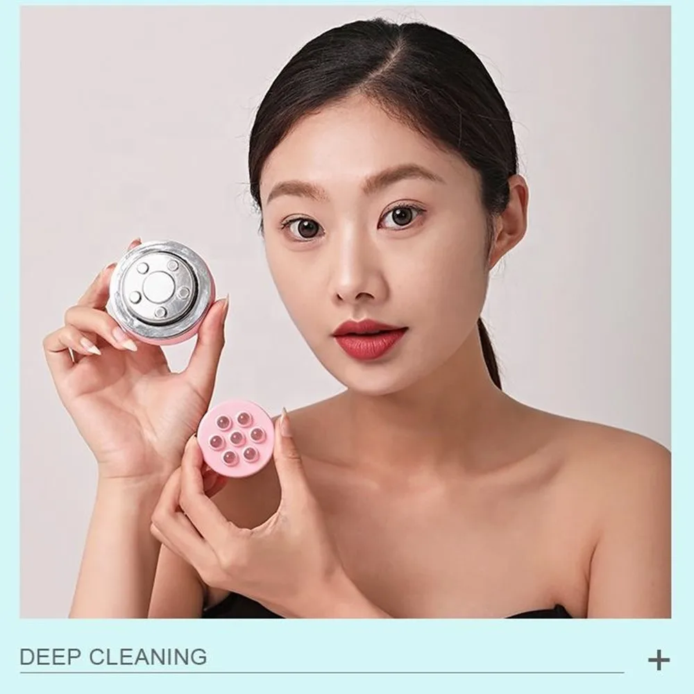 ミニ電動シリコン洗顔ブラシ、フェイシャルリフティングボールローラーマッサージ、美肌ケア