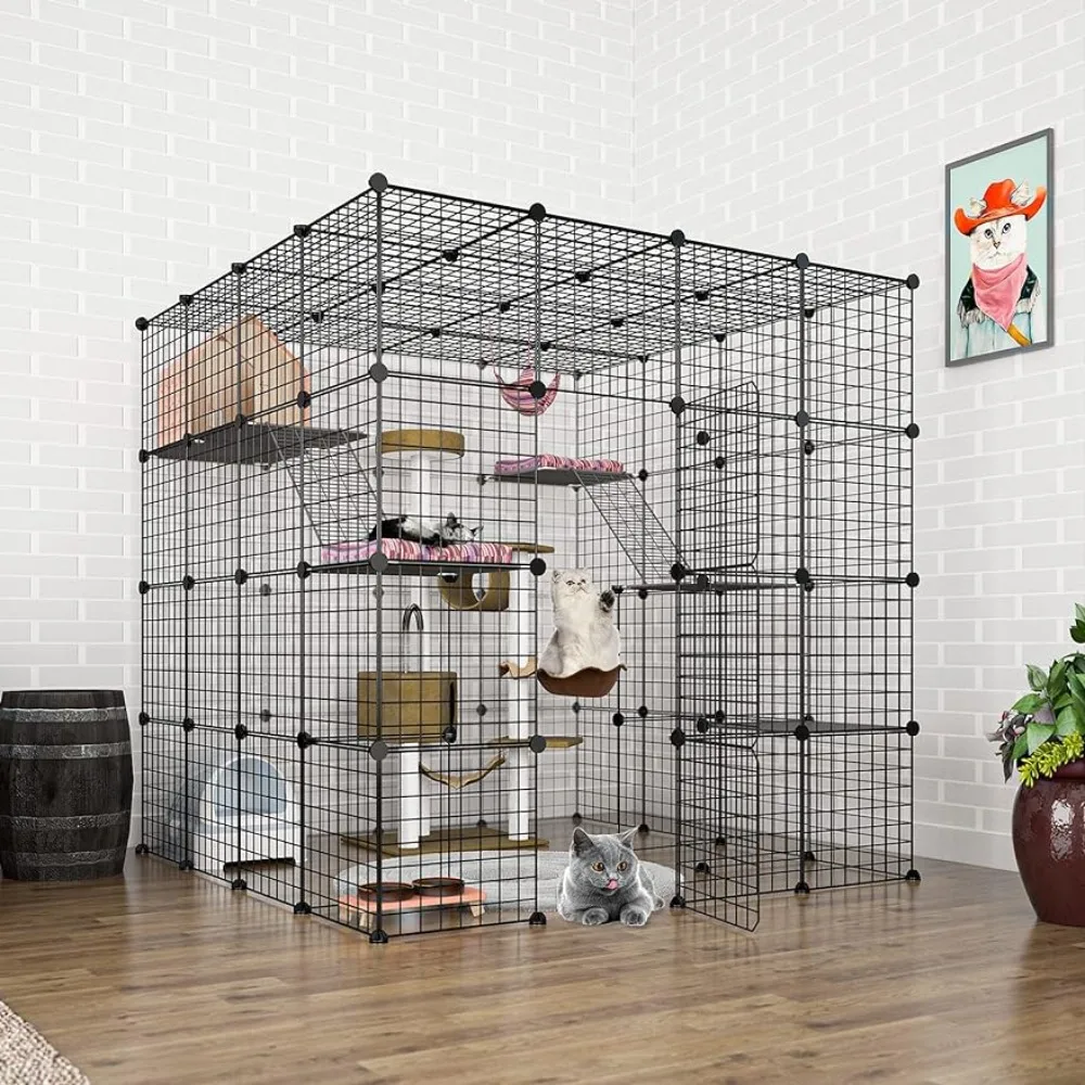 

Large Cat Cage Indoor Enclosure Cat Playpen Metal Wire Kennels Crate Outdoor Enclosures for Kitten Ferret House for Cats Bird