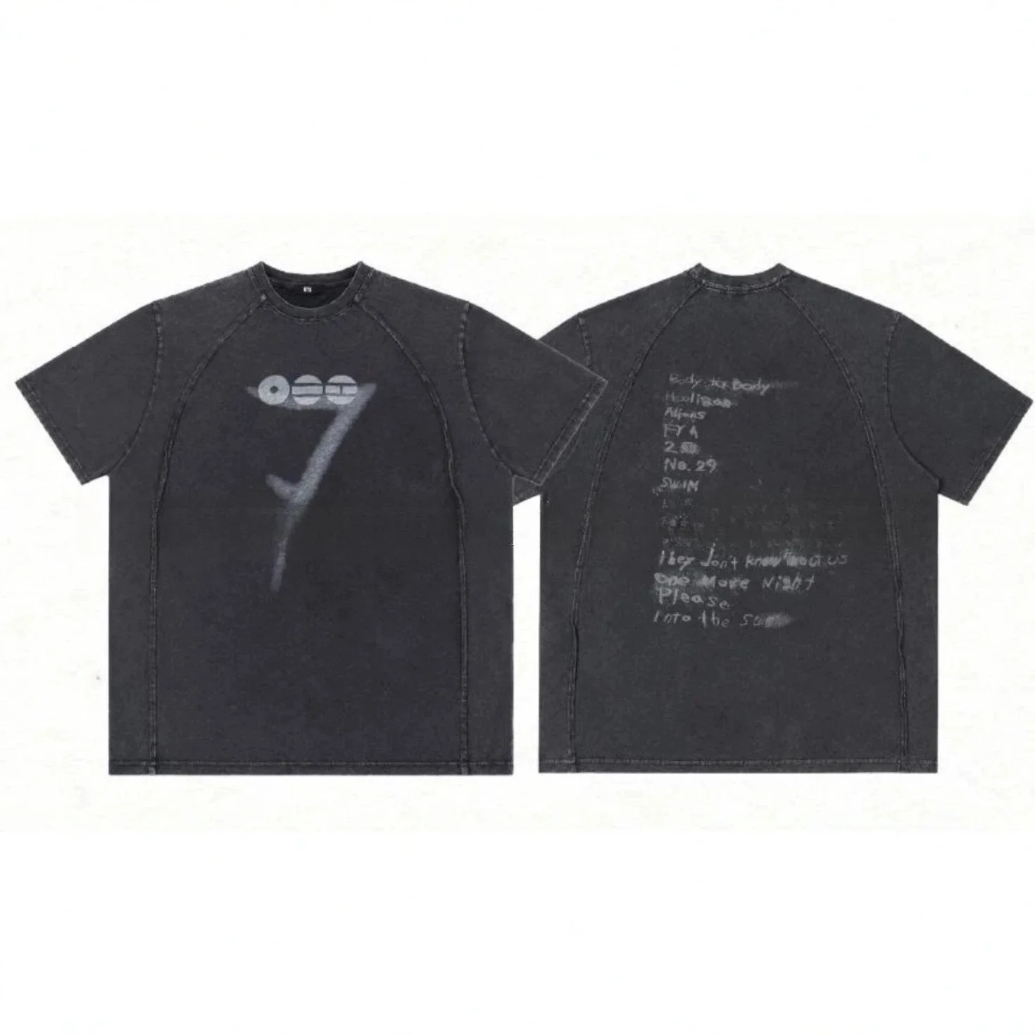 Retro Washed  Arirang T‑Shirt Spliced Craft Graphic Print Unisex Loose Short Sleeve Tee Street Daily Casual Couple Tops Fan gift