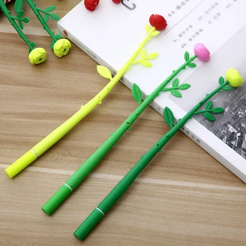 Rose Blume Gel Stifte Silikon schwarze Tinte Schule Schreib werkzeuge Wohnkultur Malerei Zeichnung Stift Schul bedarf Büro zubehör