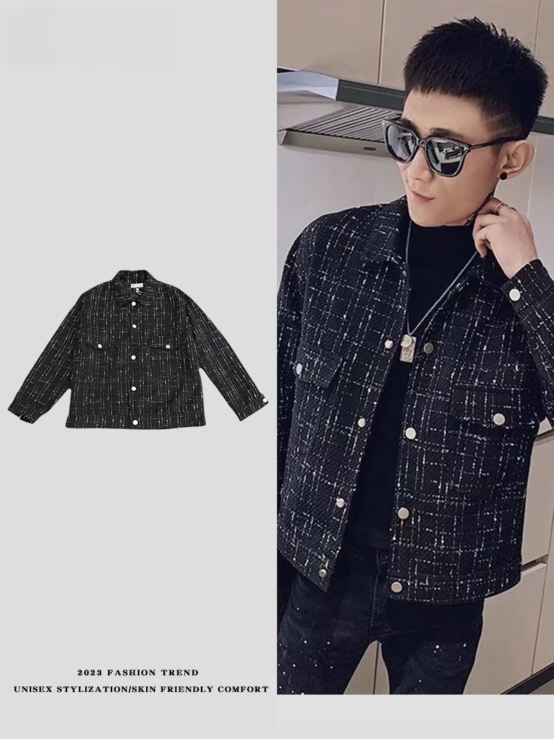 

Bla Spring Autumn Men's Jaet Youthful Sle Stand Fit Polyester Fiber Long Sve Outerwear Korean Faion LPLN