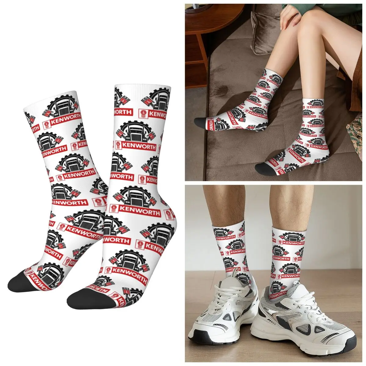 All Seasons Kenworth Logo Socks Harajuku Sport Middle Tube Socks High Quality Stockings for Men Women Valentine's Day Gifts