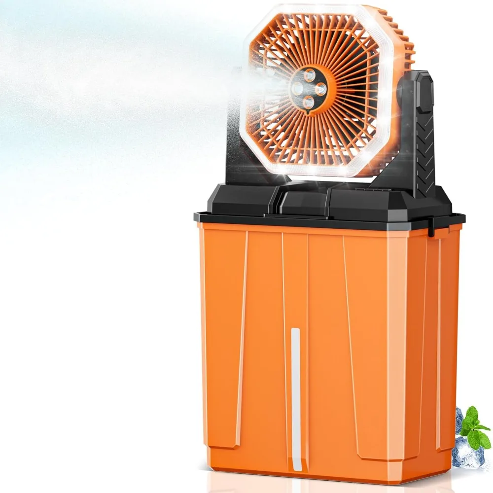 

Portable Misting Fan Rechargeable Outdoor Cooler with 8L Bucket 3 Speed Personal Fan for Camping Beach Pool Patio Travel Desk