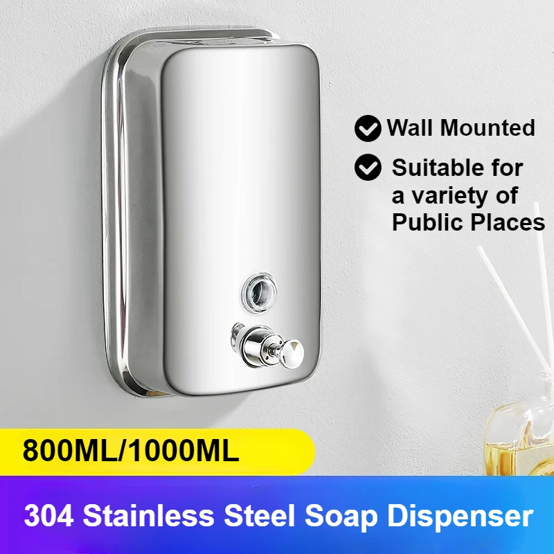 

Reusable Hand Soap and Shower Gel Dispenser, Stainless Steel Container for Household Kitchen and Bathroom, Durable and Practical