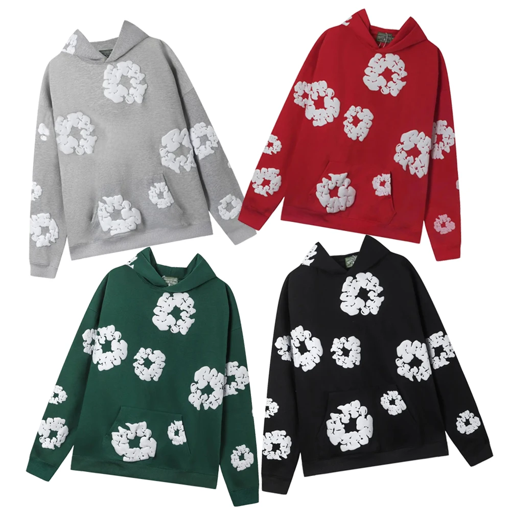 2024 Spring Autumn 3d Trendy Flower Pattern Hooded Sweatshirt Unisex Casual Loose Fit Sweatshirt Looose Clothing Sweatshirt Tops