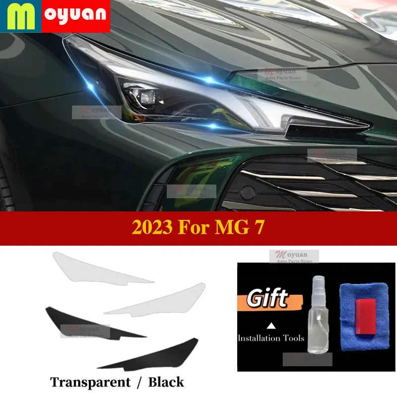 

For 2023 MG 7 Car Headlight Protective Car Film Front Headlamp Transparent Black TPU Exterior Sticker Car Accessories