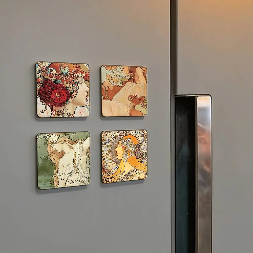 Vintage Alphonse Mucha Refrigerator Magnet Personalized Creative Magnetic Stickers With Magnets