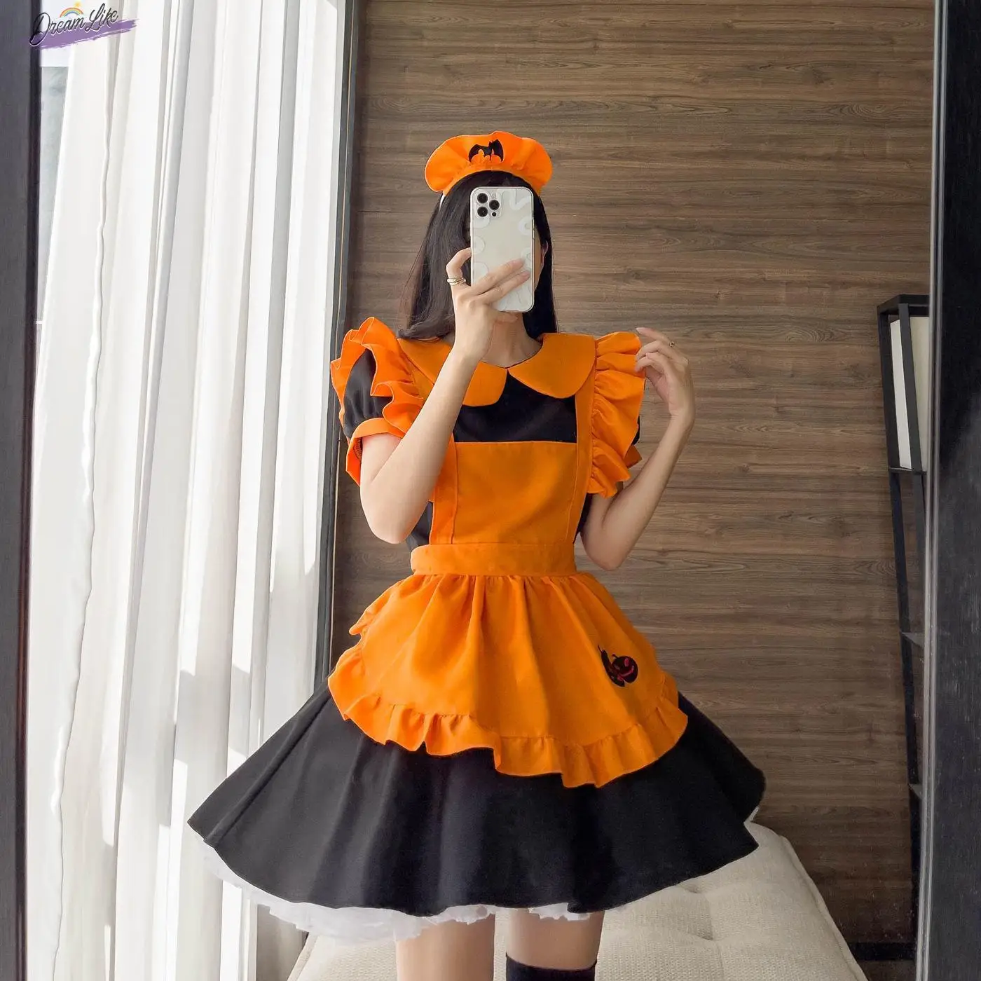 زي خادمة مطرز للهالوين، ملابس خادمة اليقطين الخفافيش الساحرة السحرية للسيدات، ملابس أداء المسرح التقليدية #1