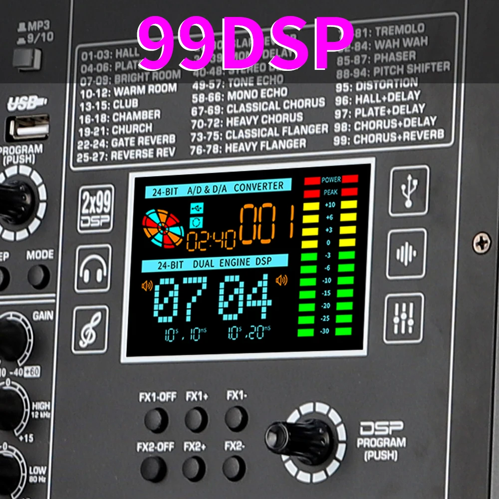 DJ Sound Controller Professional mixer 10/14-channel dual 99DSP stage performance USB MP3 Bluetooth audio mixer DJ Audio mixer