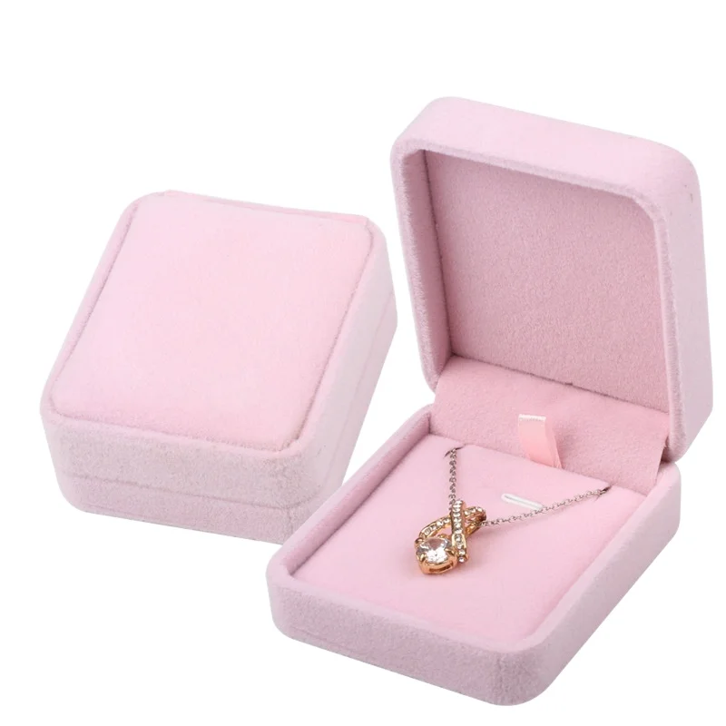 Cute Velvet Ring Box Classical Ring Bearer Case Pink Jewelry Gift Box for Engagement Proposal Wedding - view 3