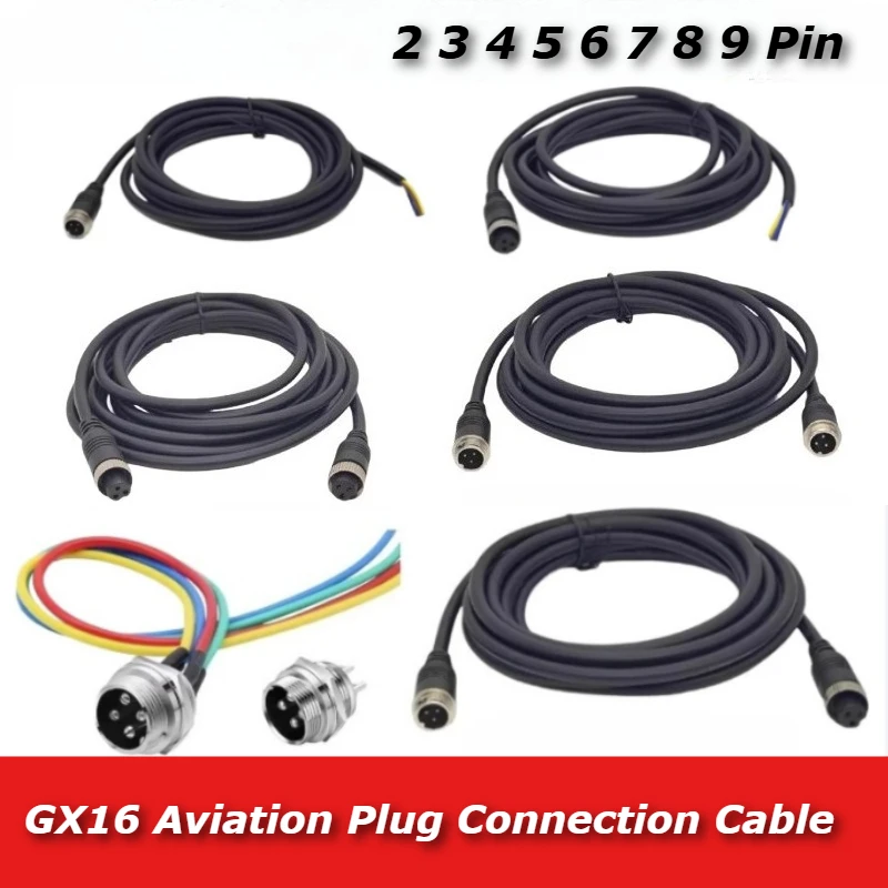 GX16 Aviation Plug 2 3 4 5 6 7 8 9 10 Pin Connection Cable M16 Injection Molded Integrated Male Female Extension Line Connector