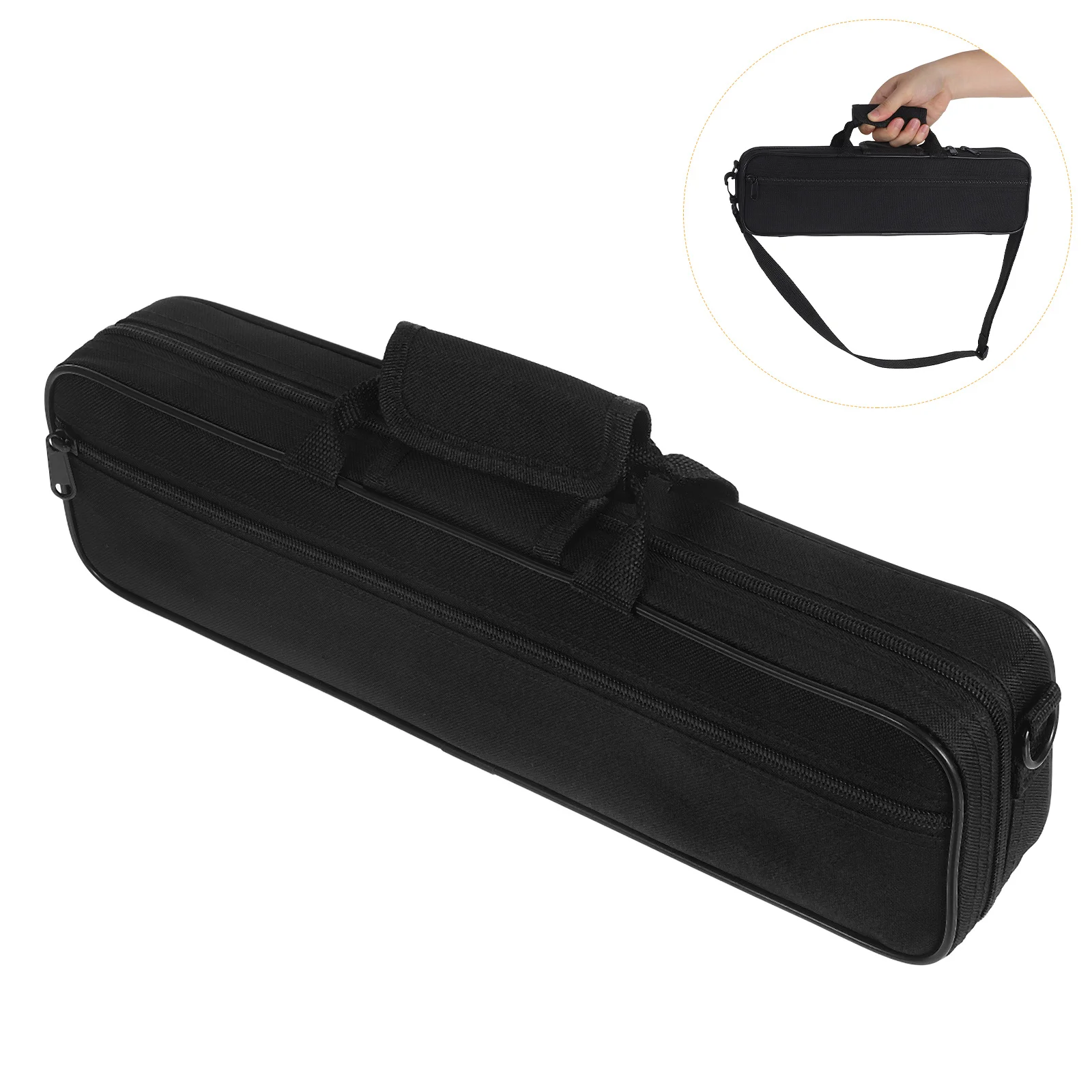 

16-Hole Flute Storage Case Waterproof Oxford Cloth Portable Adjustable Shoulder Strap Zipper Pocket Compact Protective Music