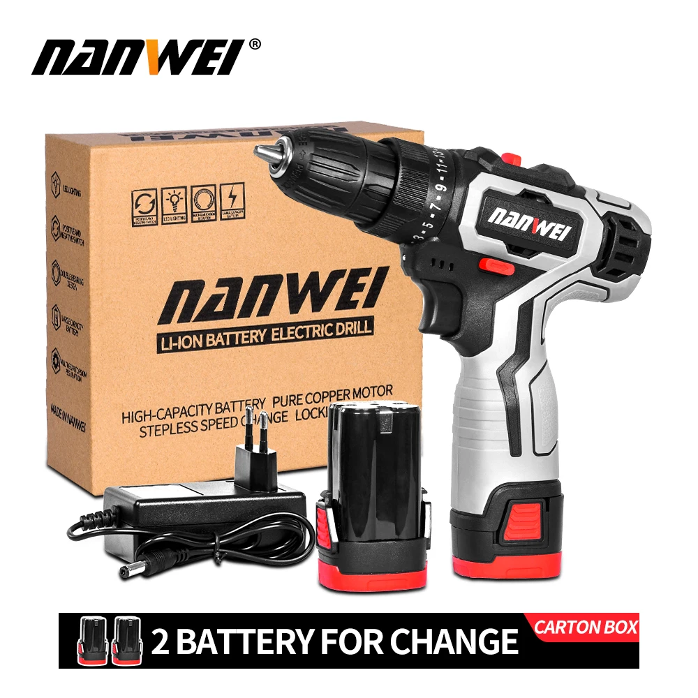 12V 18Vcordless drill mini drill for wall small Screwdriver  Lithium-Ion Battery 3/8-In new color