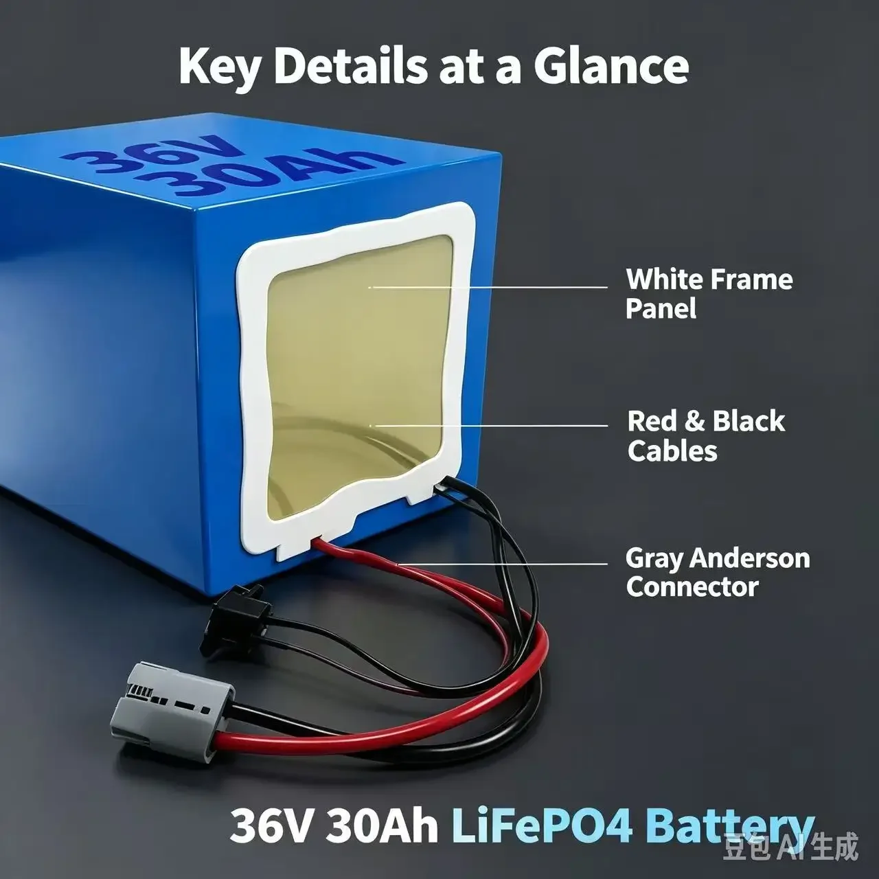 36V 30Ah LiFePO4 Battery with Built‑in BMS 30A/50A Discharge Current, Rechargeable Deep Cycle Battery for Golf Cart, Wheelchair,