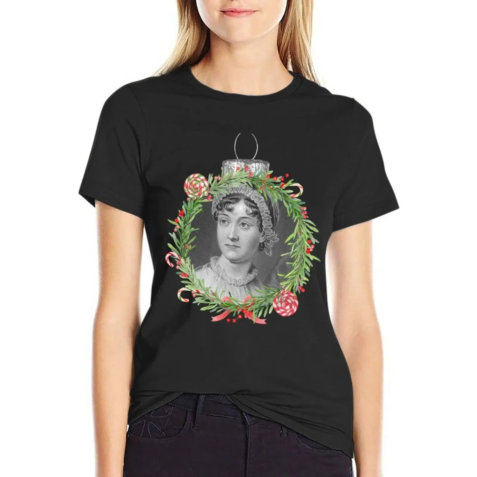 Jane Austen Christmas Bauble T-Shirt Aesthetic clothing kawaii clothes summer tops tees Woman clothes