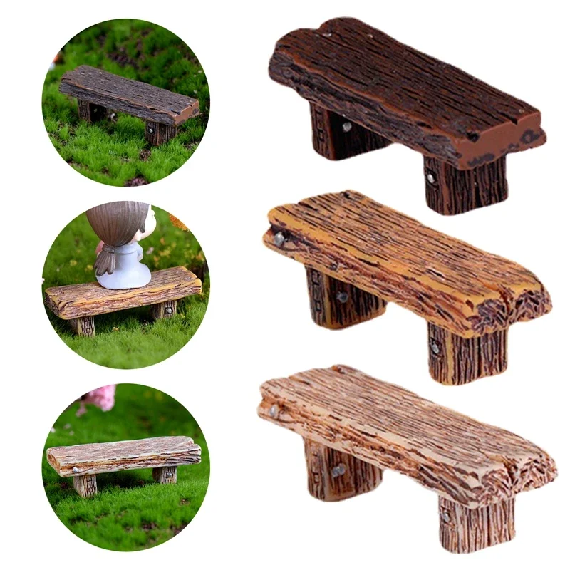 

Mini Resin Wooden Chair Stool Fairy Miniature Ornament Decor Colors Bench Figurine Micro Gnome Terrarium Gift Home Decor