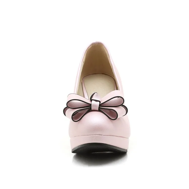 Oversize Large size Big Size ladies high heels women shoes woman pumps Butterfly knot with round head and shallow mouth