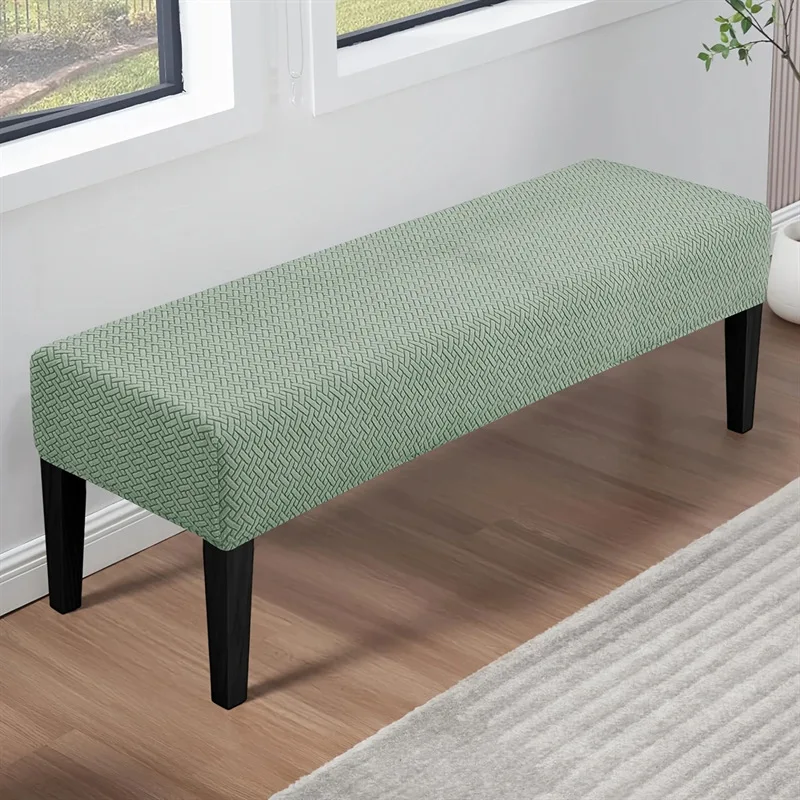 150x45x14cm Stretch Jacquard Long Bench Cover All-inclusive Piano Stool Covers Solid Color Rectangle Chair Slipcover