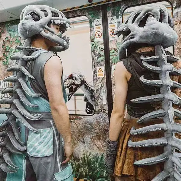 Zestaw kostiumu szkieletu dinozaura 3D, realistyczny, 75/115 cm, zabawny nakrycie głowy, przebranie cosplay, pluszowe zabawki, kreatywne prezenty