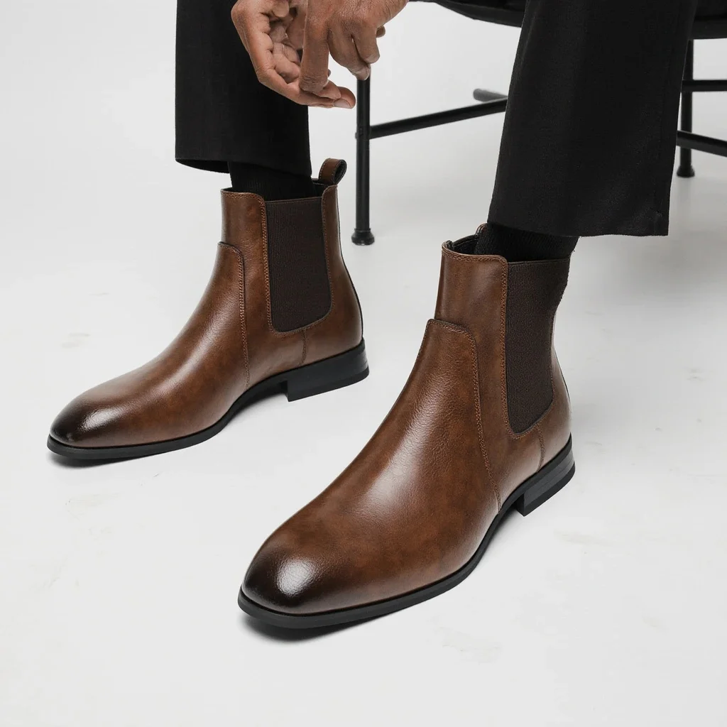 

Chelsea Boots Men Retro Comfortable Brand Retro Fashion 2026 Leather Boots