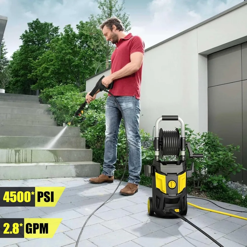 4500PSI Max 2.8 GPM Power Washer with 20FT Hose, 35FT Power Cord, 4 Nozzles, Foam Cannon & Spray Gun, High Pressure Washer