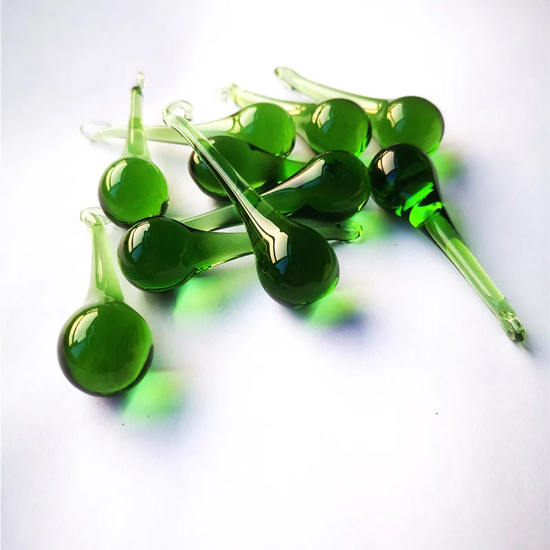 Top Quality 20pcs Green Glass Chandelier Parts Nice Raindrops Home Window&Lamp Decor Drop Hanging Crystal Pendants (Free Rings)