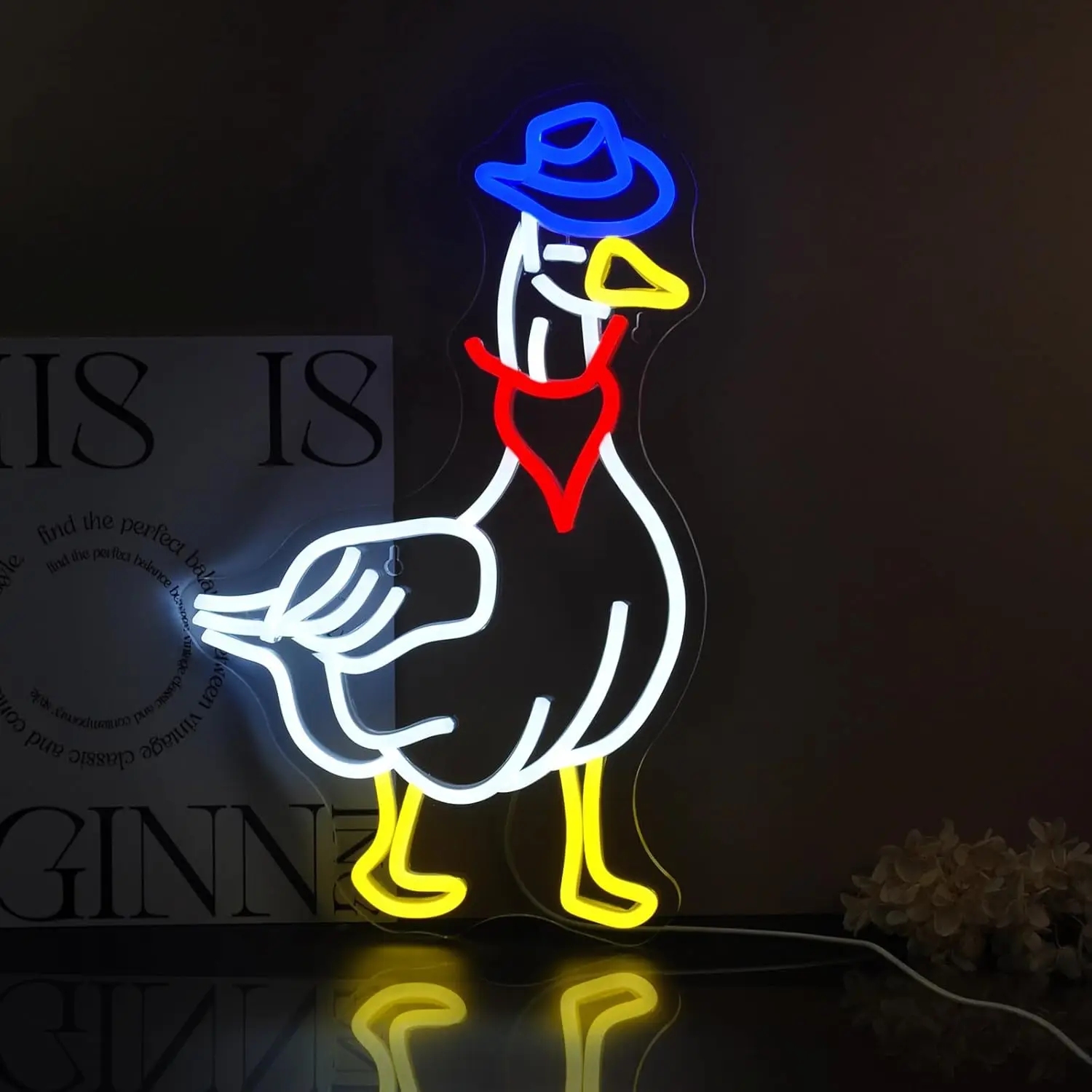 

Cowboy Goose Neon Sign Led Lights Neon Signs for Wall Decor 5/12V USB with Dimmable Light Up Sign for Birthday Party Club Gift
