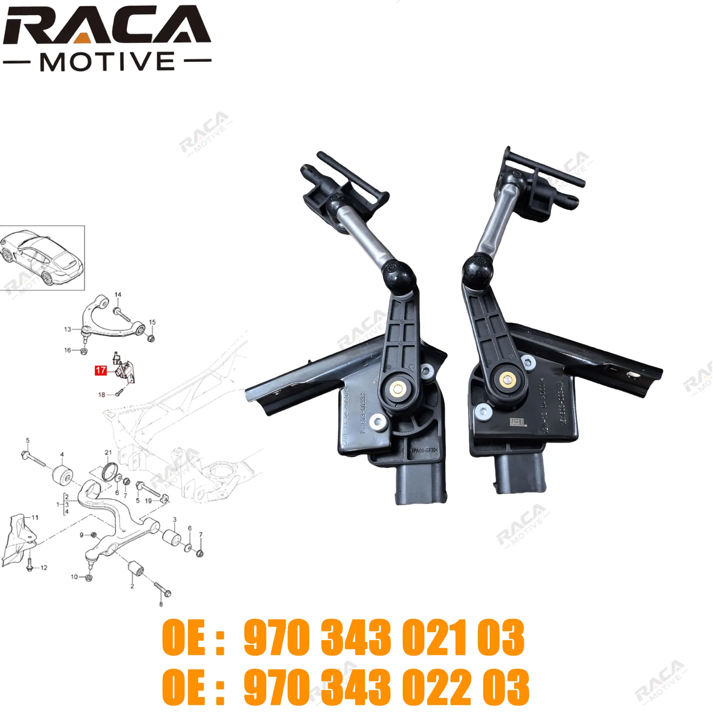 

High Quality Front Axle Height Level Sensors Rh/Lh for Porsche Panamera 970 2010-2016 97034302203 97034302103