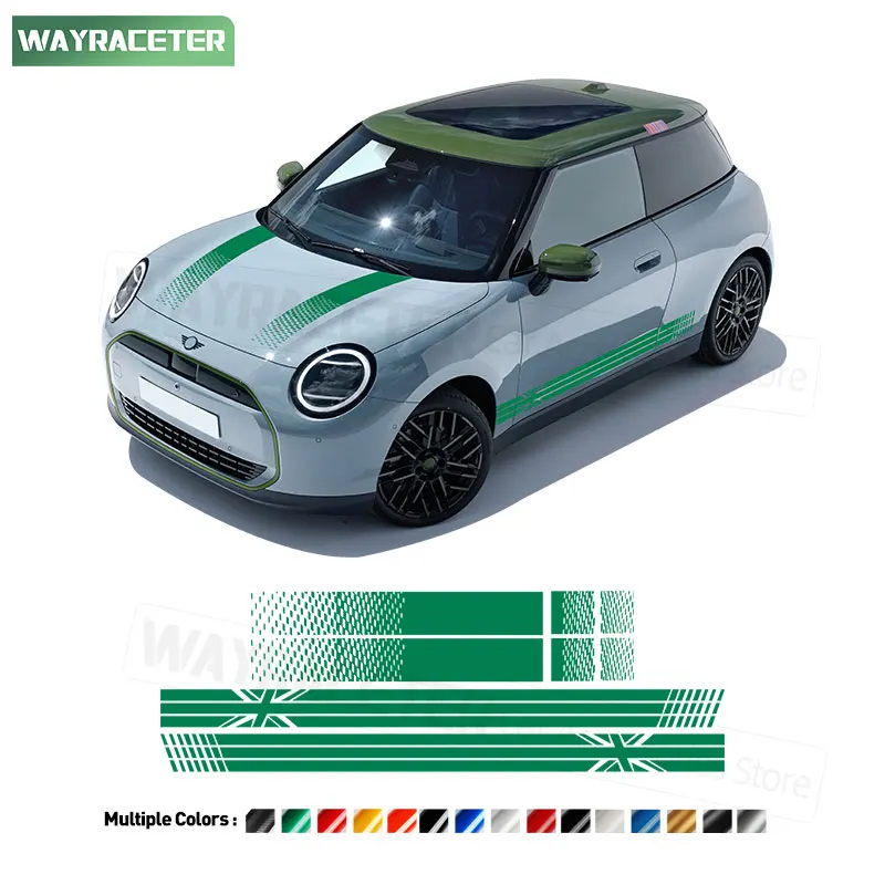 4 Pcs/Set Door Side Stripes Sticker Engine Cover Trunk Vinyl Decal For MINI Cooper J01 2024 F66 2025 JCW F65 F67 2026 Union Jack