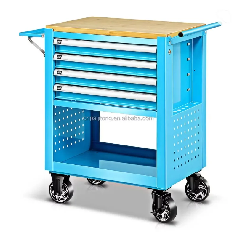 

2026 Workshop Tool Storage Drawer Tool Cabinet Garage Tool Trolley Wooden Top Cabinet Toolbox With Wheels
