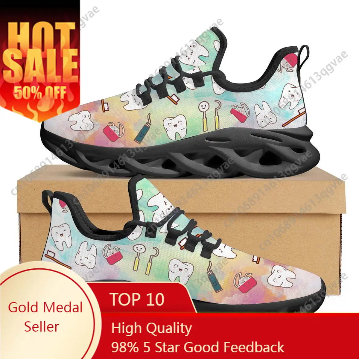 Funny Tooth Female Flats Sneakers Mens Womens Sports Running High Quality Sneaker Lace Up Mesh Footwear Tailor-made Shoes