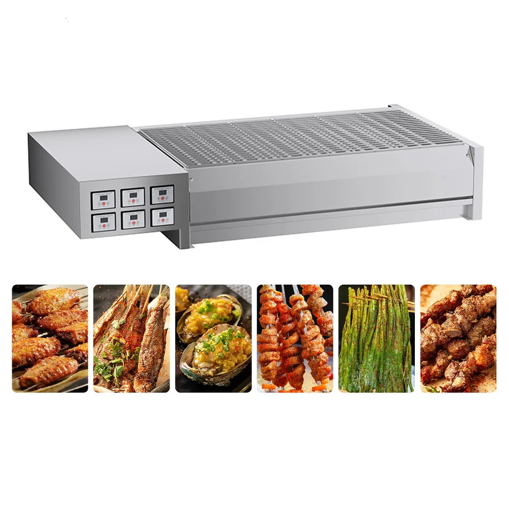 Portable Electric Barbecue Grill Six Independent Temperature Control with Two Sides Heating Smokeless Barbecue Grill