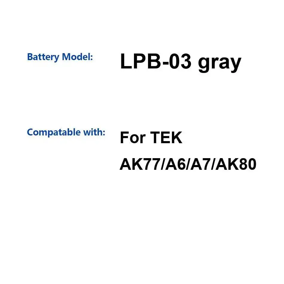 

Аккумулятор для измерительного оборудования Tek AK77 A6 A7 AK80, прочный, серый, 3500 мАч, модель Lpb-03