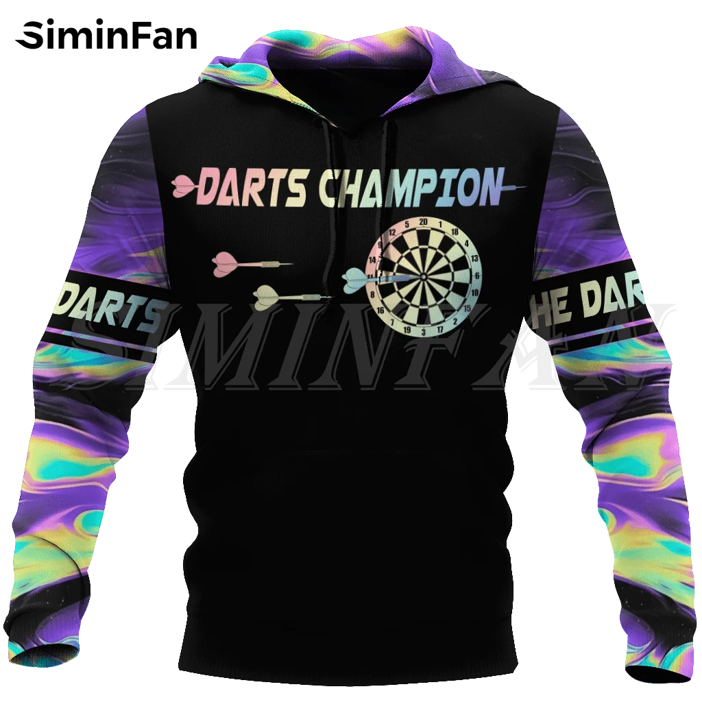 Darts Board Game Champion 3D Print Mens Hoodie Zip Jacket Unisex Casual Sweatshirt Hood Pullover Women Tracksuit Coat Streetwear