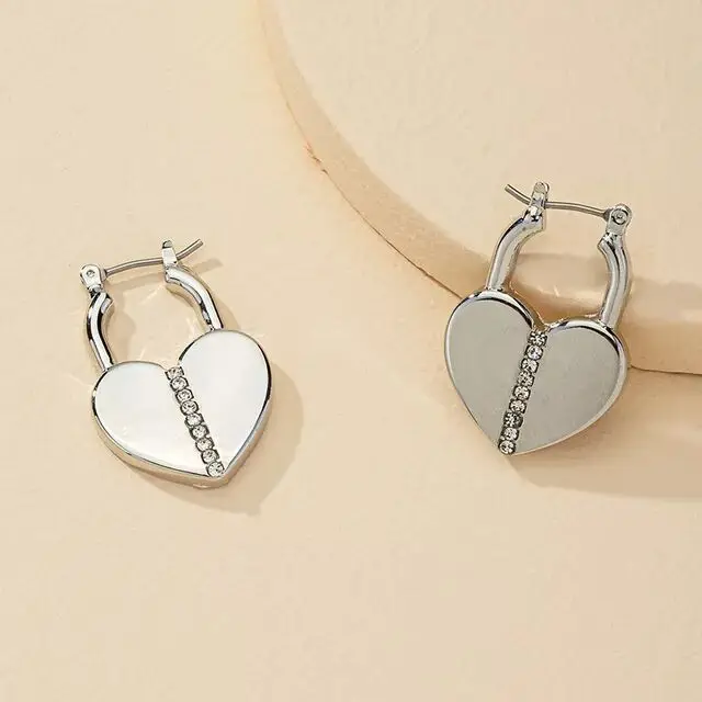 Classic Heart Shape Cz Dangle Earrings for Women Paved Line Stone Cubic Zirconia Brass with Gold Silver Color Fashion Jewelry