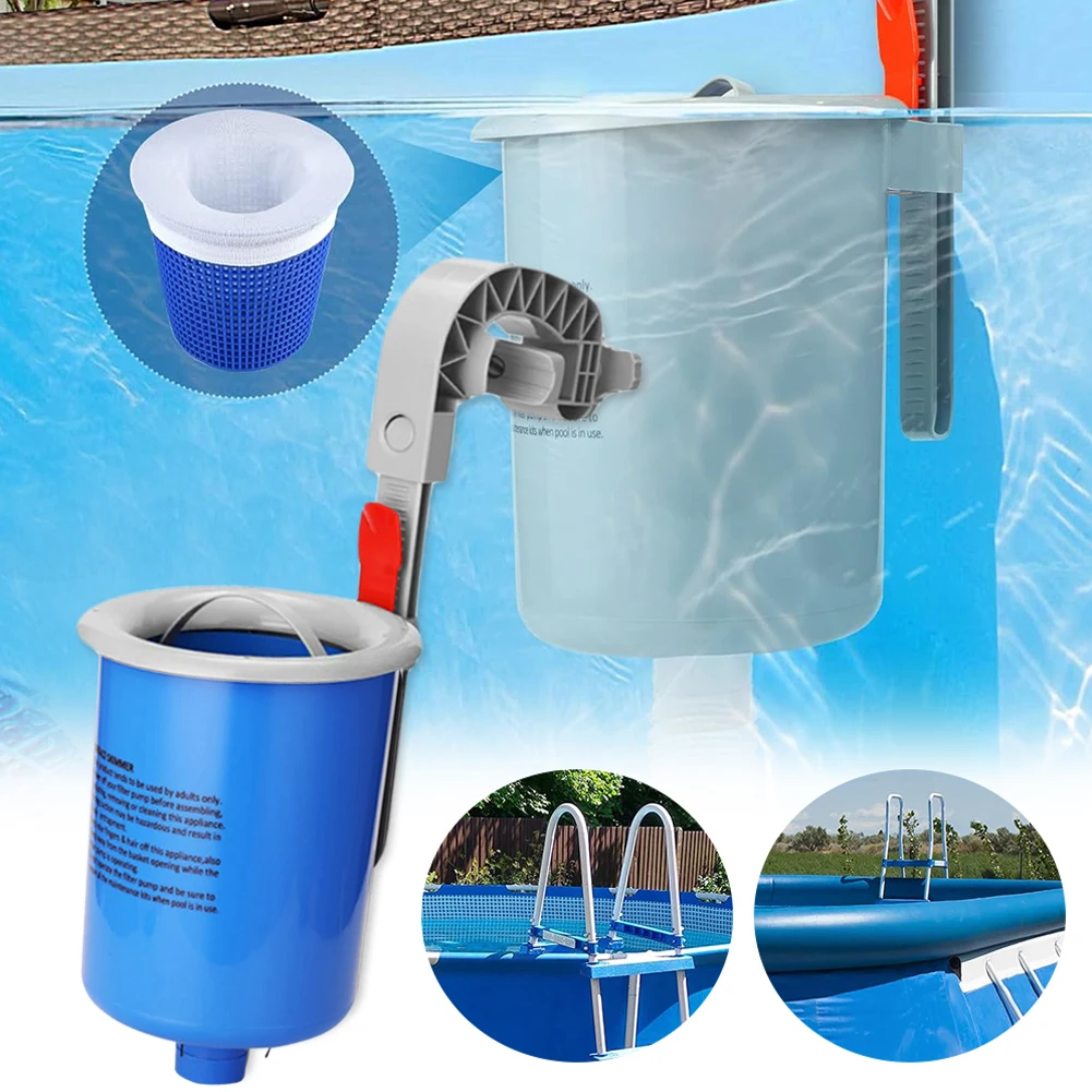 Wall Mount Above Ground Pool Surface Skimmer Adjustable Floating Pool Filter Automatically Cleans Removes Pool Accessories