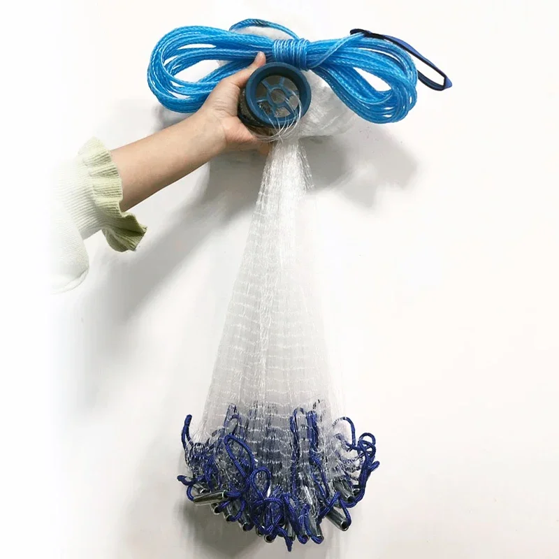 Lawaia Cast Net Monofilament Nylon American Style Fish Net Hand Throw Fishing Net With Sinker Outdoor Sport Fishing Network Tool